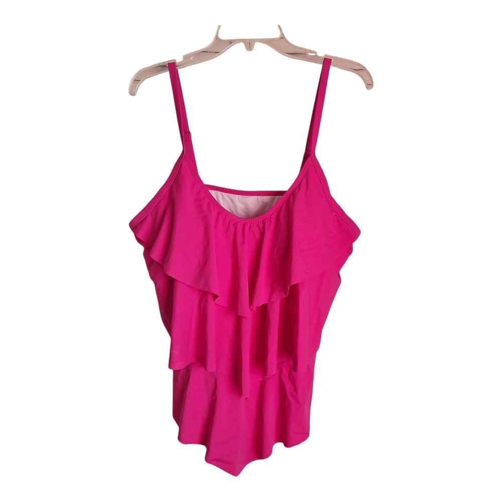 MeetCurve Womens Size 3XL Layered Bright Pink Swimsuit Top Beach Vacation Padded